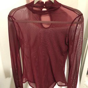 Sheer Maroon Bodysuit - Large